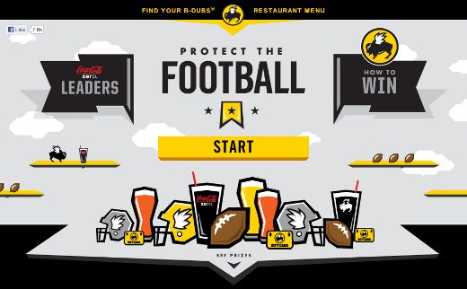 Web hecha con ilustraciones de football americano y cervezas.