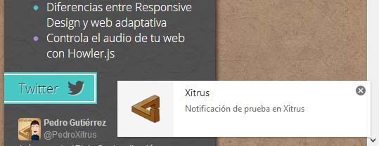 Ejemplo de como se muestran las notificaciones en Chrome.