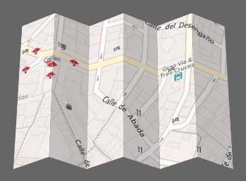 Efectos 3D para crear un mapa doblado o tríptico.